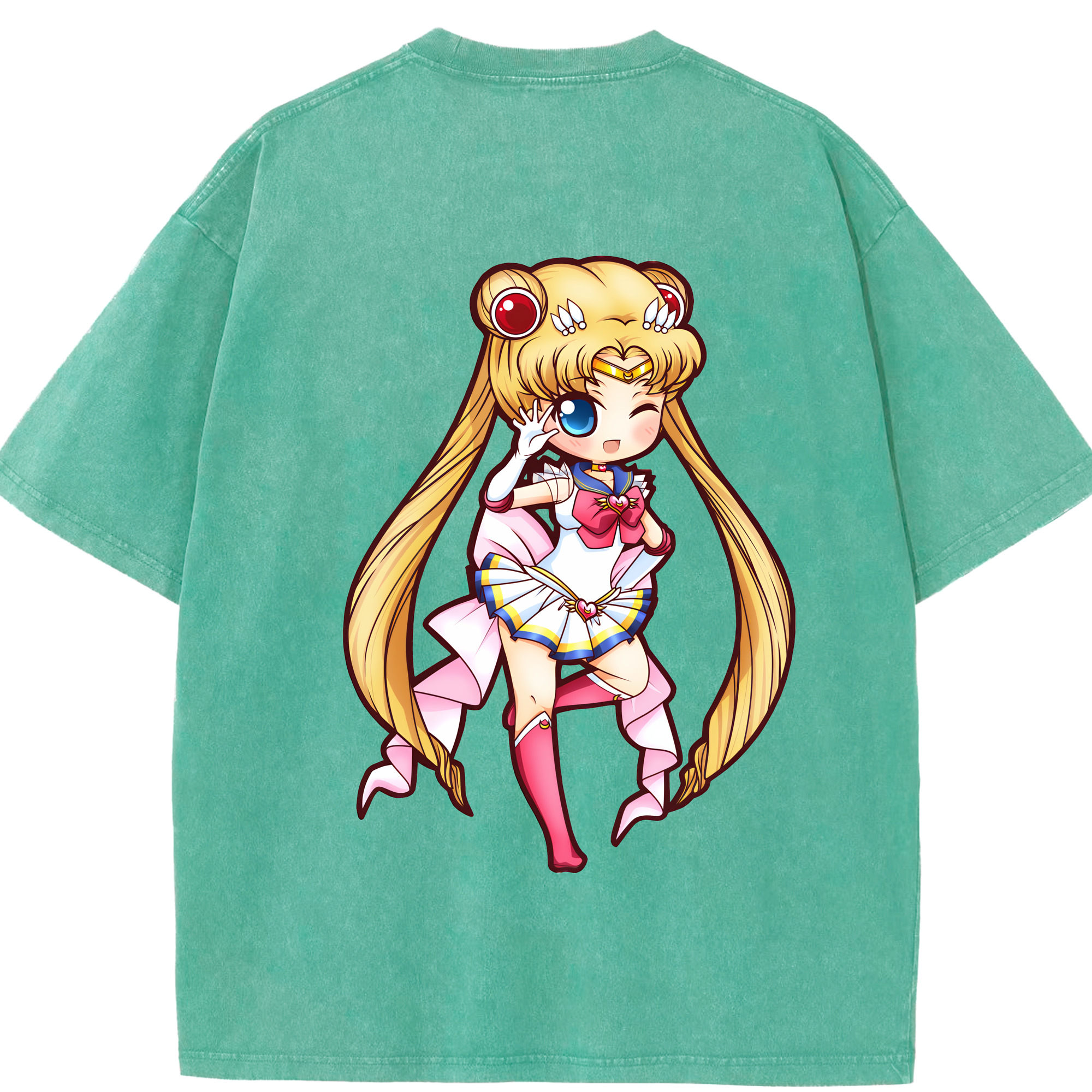 （画像用） 美少女戦士セーラームーン 月野 うさぎ つきの うさぎ Sailor Moon Tsukino Usagi 綿100% ヴィンテージ風 半袖Tシャツ（背面プリント）